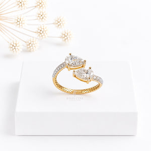 Open Cuff Pear Lab Diamond Ring | 14K Rose Gold | Lab Grown Diamonds | IGI Certified