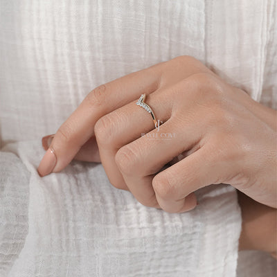 Delicate V-Shaped Diamond Engagement  Ring in Yellow Gold