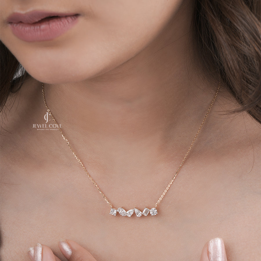 Mix Moissanite Diamond Bar Necklace for Women Luxury Jewelry Collection