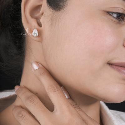 Pear Lab Grown Diamond Stud Earrings Pear Cut Diamond Earrings Dainty Solitaire Wedding Studs