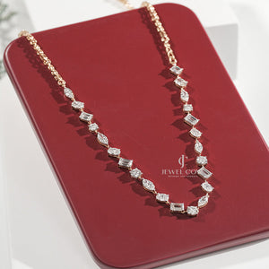 11ctw Multi-Cut Lab Diamond Necklace in 10K | E-F Color | VVS- VS Clarity | Rose Gold 10K | IGI Certified
