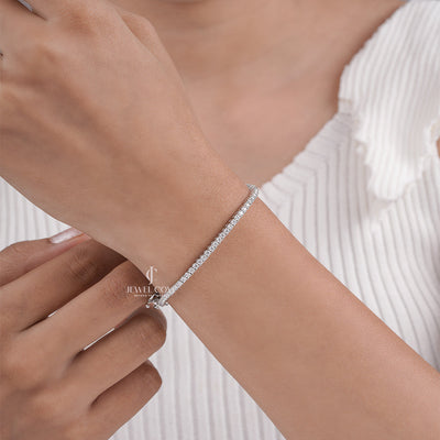 Classic Round Moissanite Diamond Tennis Bracelet in White Gold, Elegant Everyday Luxury Jewelry