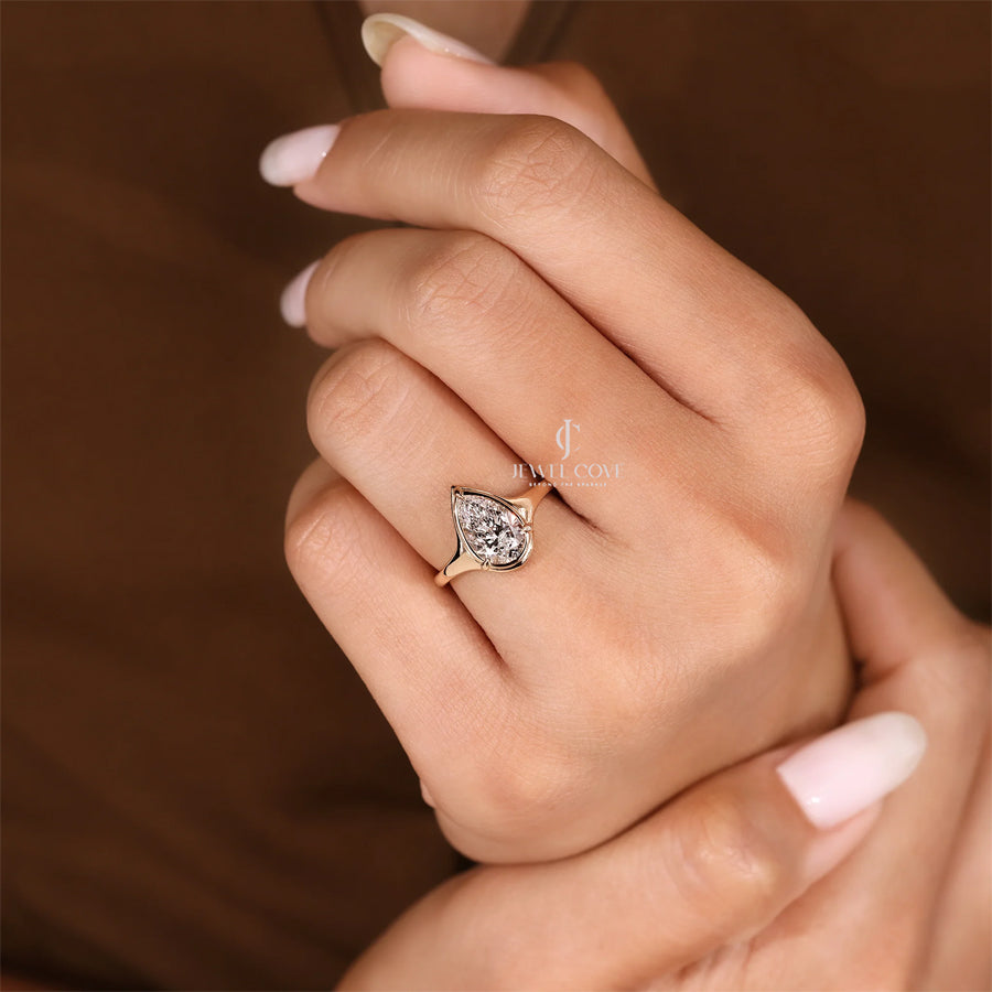 Pear Cut Diamond Ring in Solitaire Setting Lab-Grown Diamond Ring | IGI Certified