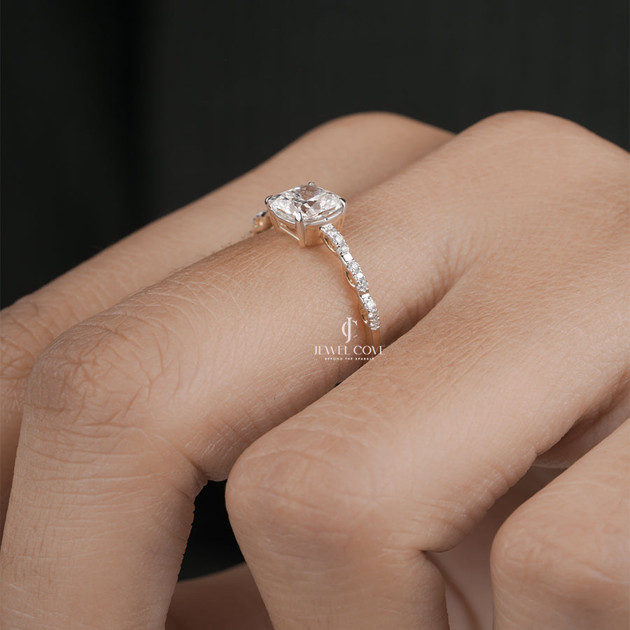 Cushion Cut Diamond Engagement Ring for Women in White Gold Wedding Jewellery Gift