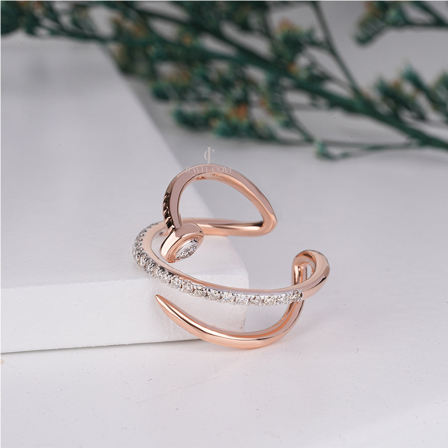 18K Rose Gold Wrap Ring with 0.50 Carat Round Brilliant Diamond