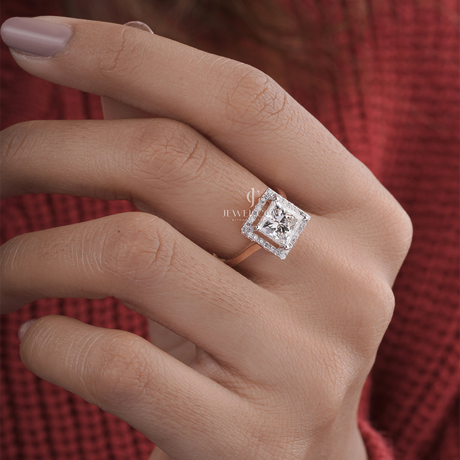 2 Carat Princess Diamond Charlotte Halo Ring