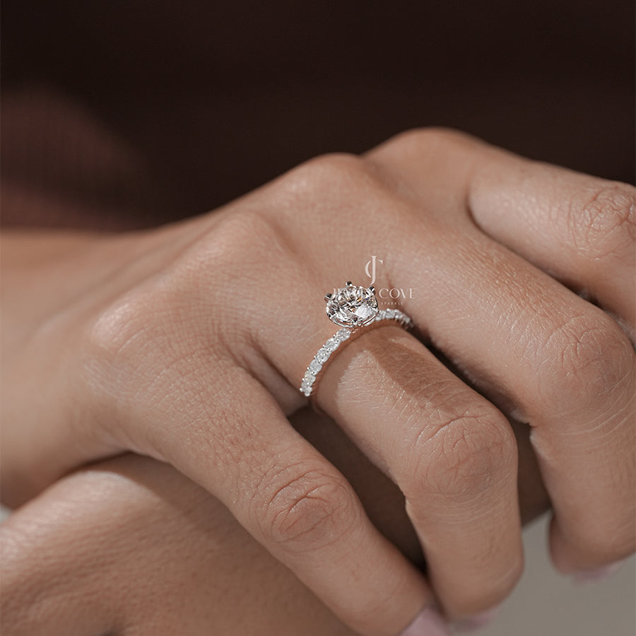 1.50 Carat Round Diamond Six Prong Solitaire With Side Stone Ring