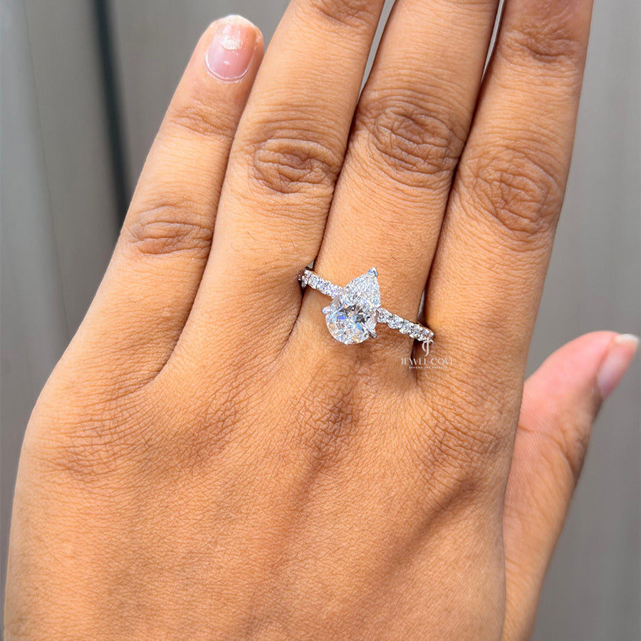 2CT Pear Engagement Ring | Lab Grown Diamonds | IGI Certified