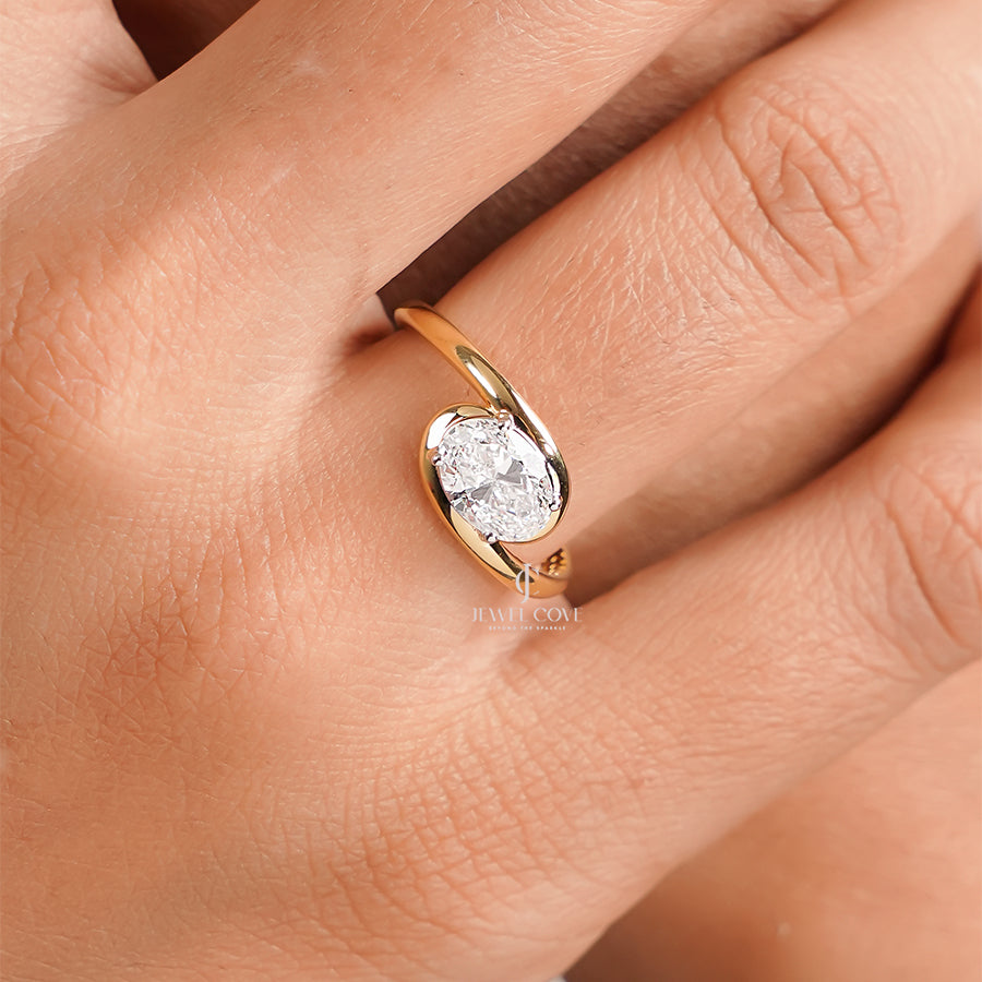 1 CT Oval IGI Certified Lab Grown Diamond Split Shank Ring | IGI Certified