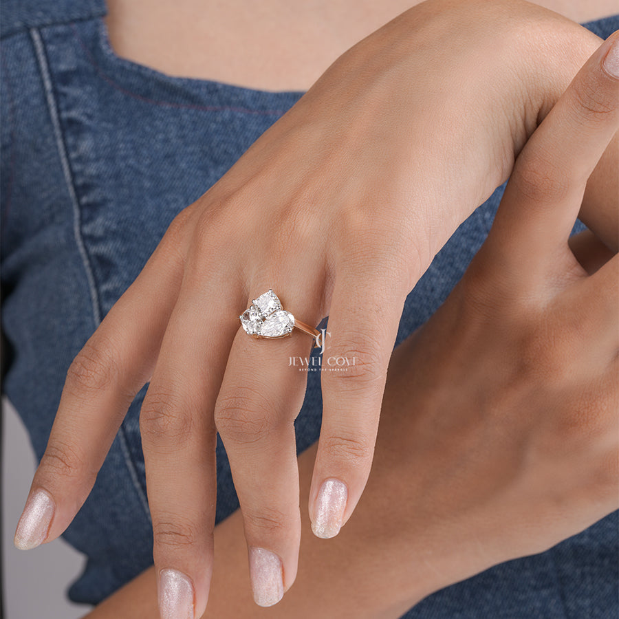 Modern Moissanite Diamond Cluster Engagement Ring in Yellow Gold with Brilliant Cut