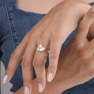 Three Stone Cluster Moissanite Engagement Ring in Yellow Gold | IGI Certified Diamond Ring For Her