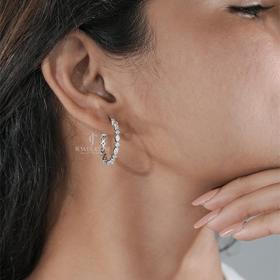 Elegant Hoop Earrings for Women – Sparkling White Gold Statement Jewelry