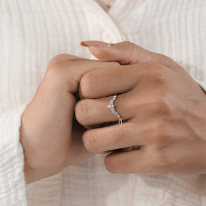 14K Marquise V-Shape Lab Grown Wedding Band | E-F Color | VVS- VS Clarity | IGI Certified