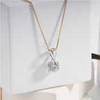 Round Brilliant Cut Diamond Pendant on Rose Gold Chain – Elegant Necklace (ONLY PENDENT)