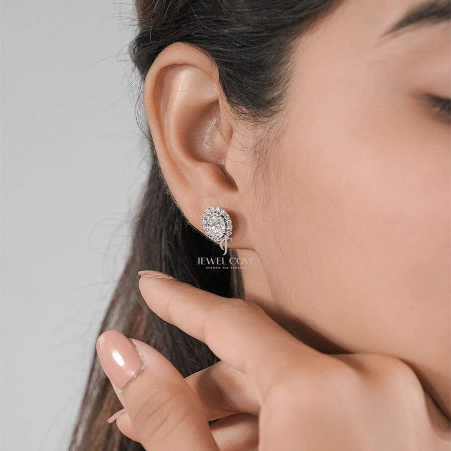 Timeless Oval Diamond Halo Earrings – 2.80 Carats