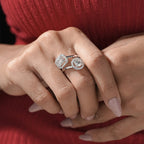 2.50 Carat Emerald And Round Moissanite Diamond Lustrous Open Gap Ring