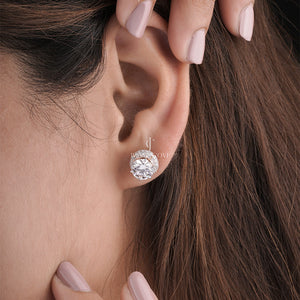 18K Rose Gold Round Lab Diamond Halo Stud Earrings Earrings | EF Color | VVS-VS Clarity | IGI Certified