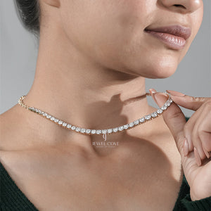 Round Lab Grown Tennis Necklace | IGI Certified | E-F Color | VVS- VS Clarity | White Gold 14K