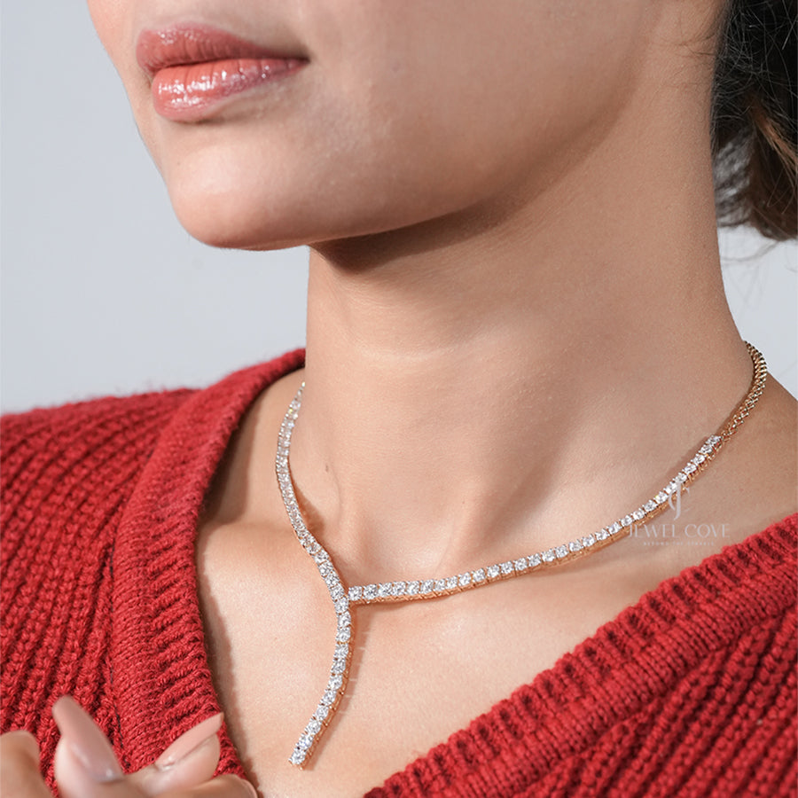 Modern V-Curve 5.00 Ct Diamond Y-Design Tennis Necklace