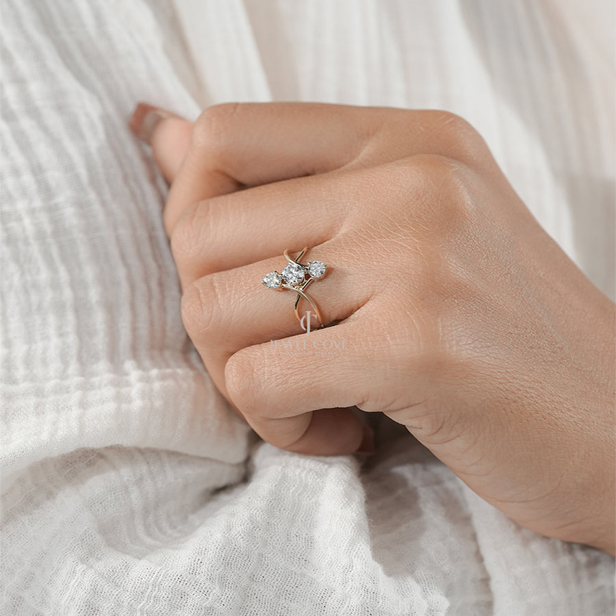 Three Stone 0.70ctw Round Lab Grown Diamond Band | IGI Certified | E-F Color | VVS- VS