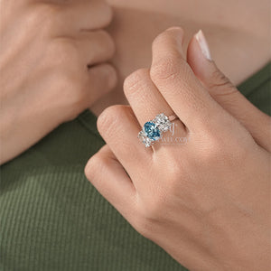 Three Stone Oval Moissanite Ring | E-F Color | VVS- VS Clarity | IGI Certified