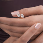 Rose Gold Oval Moissanite Diamond Studs – Elegant Oval Cut Solitaire Earrings for Daily Wear