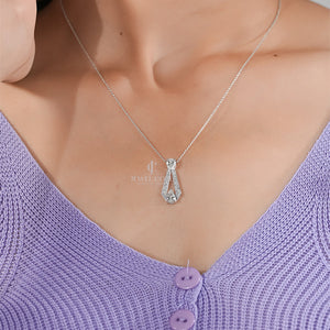 Pear And Round Moissanite Pendent | IGI Certified | E-F Color | VVS- VS Clarity | White Gold 14K | Classic Dainty Necklace