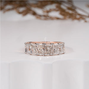 2.30 CT Radiant Diamond Six Stone Halia Wedding Band | IGI Certified | E-F Color | VVS- VS Clarity