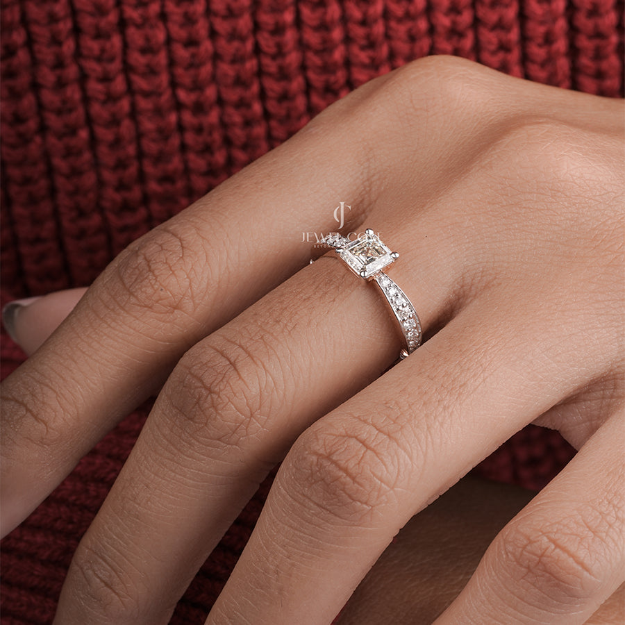 1 Carat Princess Diamond Lizzia Side Stone Ring