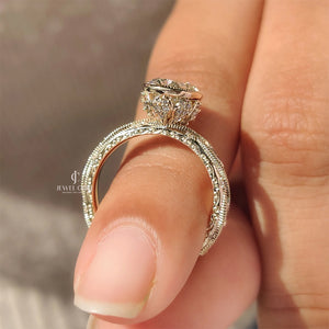 Oval Bezel Engagement Ring with Milgrain | Lab Grown Diamonds | IGI Certified