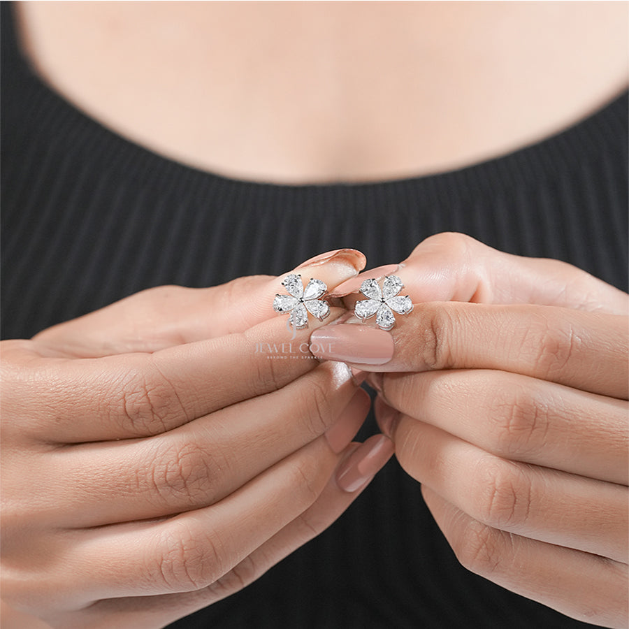 Blossom Pear Diamond Stud Earrings