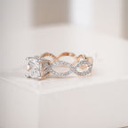 Cushion Cut Lab Grown Diamond Engagement Ring – Criss Cross Wedding Band