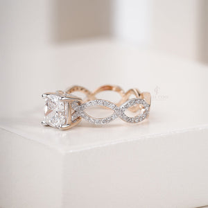 1.6ctw Cushion Criss Cross Shank Style Lab Grown Wedding Ring | IGI Certified