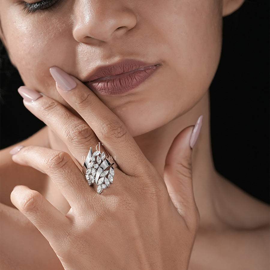 1.80 Carat Diamond Leaf Wrap Fashion Ring