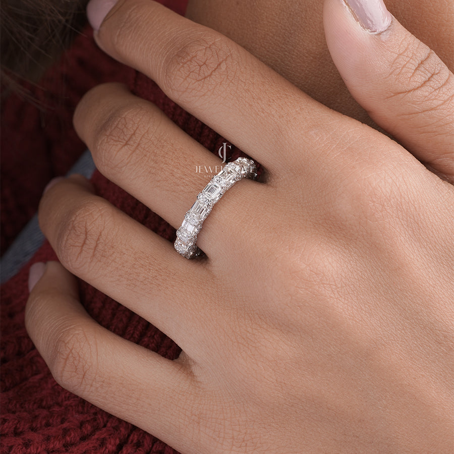 Emerald And Round Diamond Kennedy Full Eternity Band