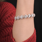 Oval Shape Diamond Halo Bangle Bracelet