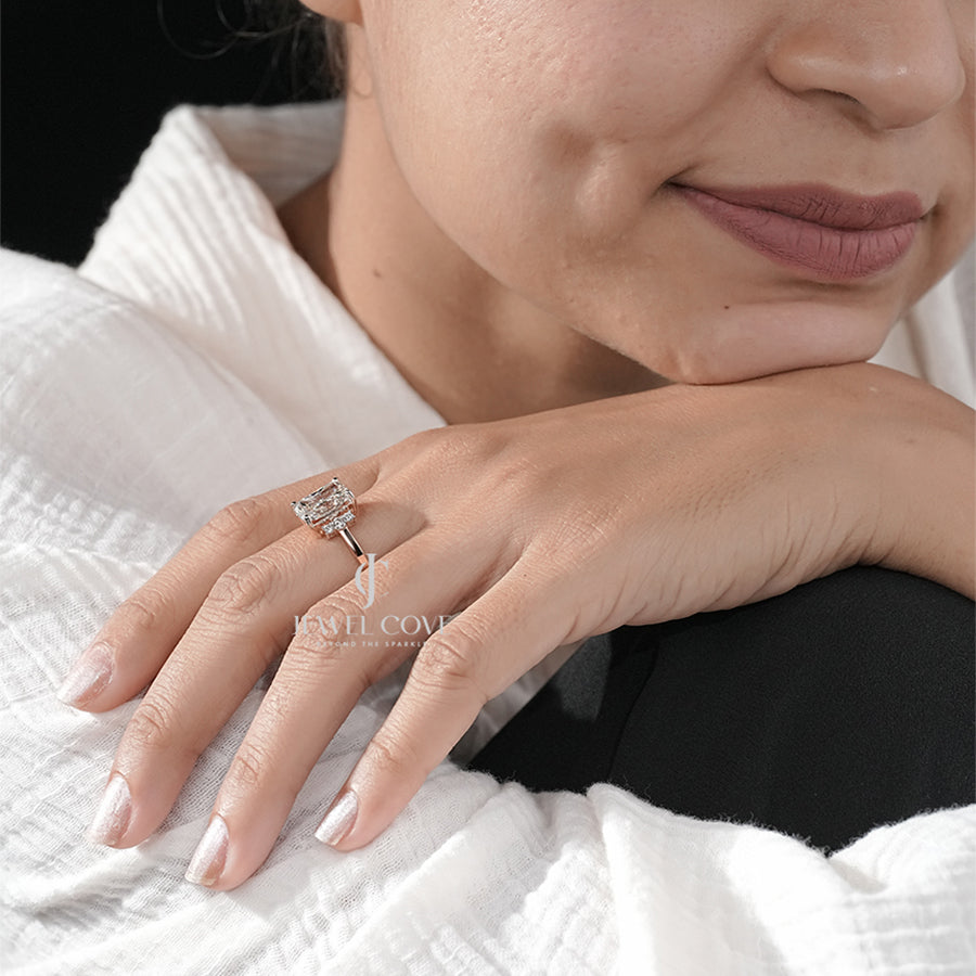 Radiant-Cut Engagement Ring with Round Brilliant Side Accents