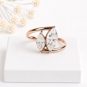 Two Marquise Solitaire Lab Diamond Engagement ring | Lab Grown Diamonds | IGI Certified