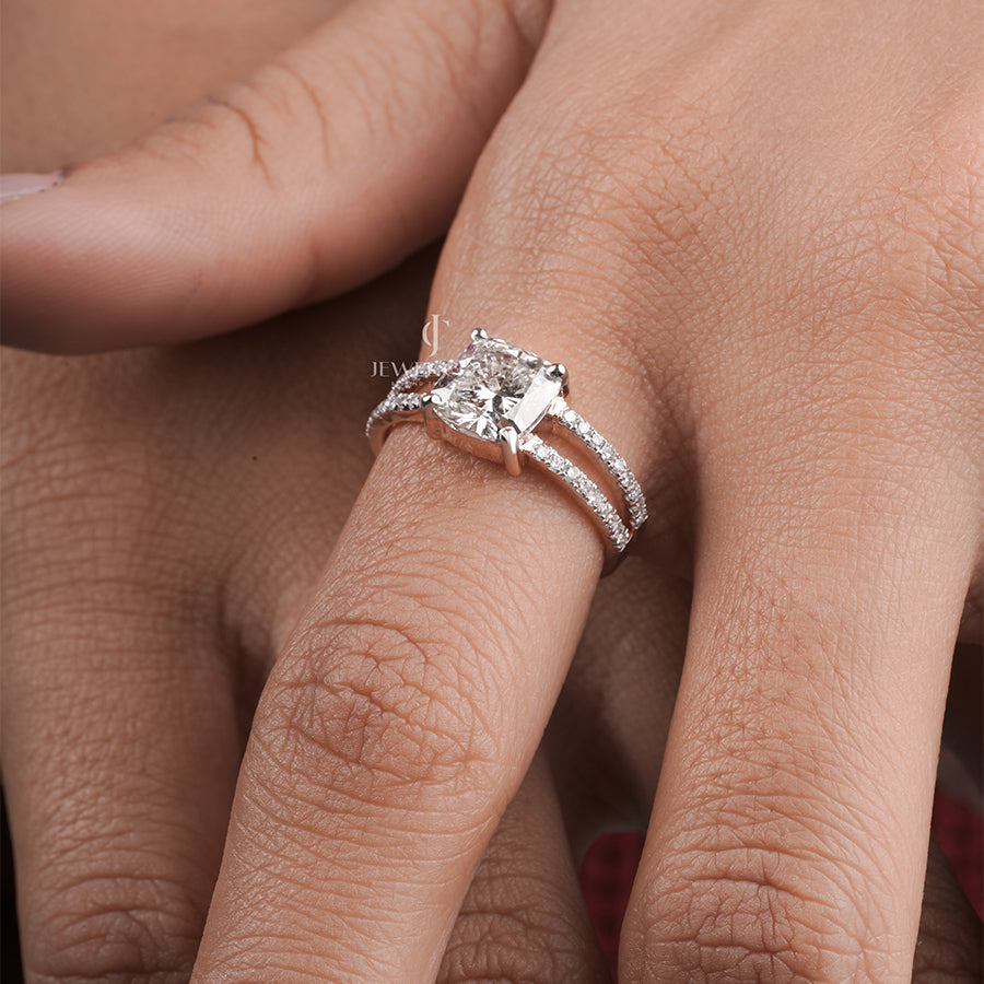 2 Carat Cushion Diamond Crystalline Engagement Ring