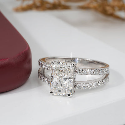 Radiant And Round Diamond Tinsel Engagement Ring