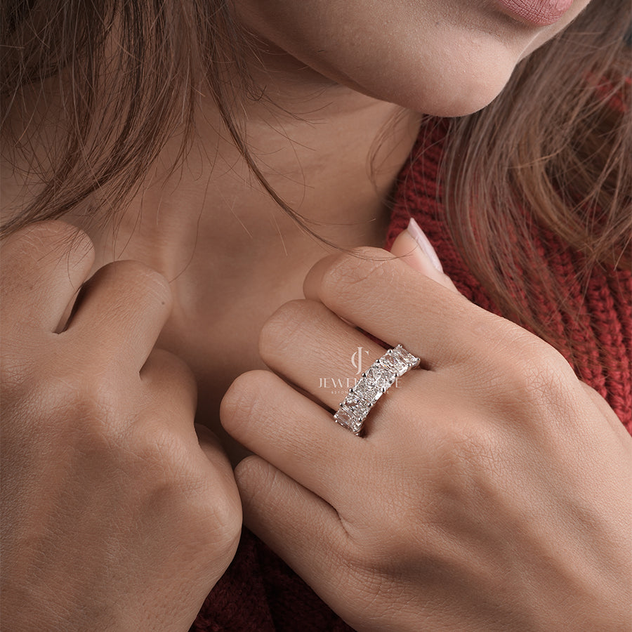 4.50 Carat Emerald Diamond Leslay Eternity Half Band