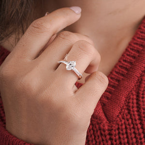 1.30ctw Oval Moissanite Diamond Engagement Ring | 1.25ct Center + Side Stones | IGI Certified