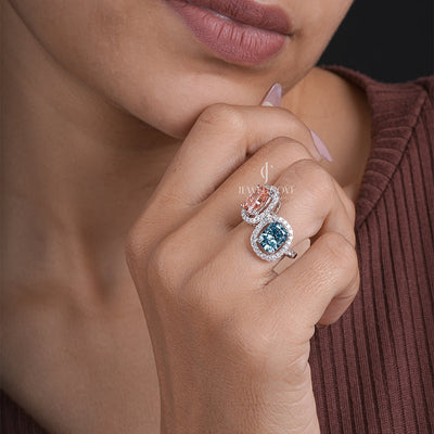 3.23tcw Two Stone Cushion Solitaire Lab Grown Ring | IGI Certified | E-F Color | VVS- VS Clarity