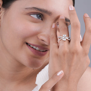 Oval and Pear Lab Stackable Wedding Band | IGI Certified | 14K White Gold Eternity Band