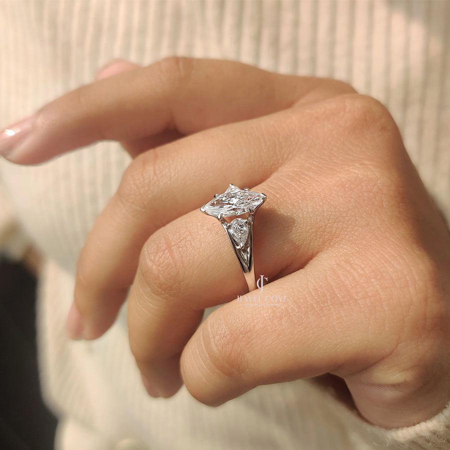 Marquise and Pear Engagement Ring | Lab Grown Diamonds | IGI Certified
