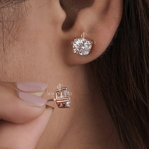 3CTW Round Cut Moissanite Diamond Stud Earrings, EF Color, VVS-VS Clarity, IGI Certified