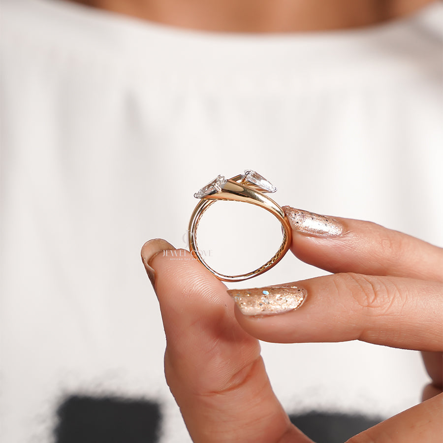 Pear Open Cuff Wedding Ring | 14K Yellow Gold | Lab Grown Diamonds | IGI Certified