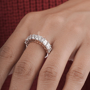 3.8CT Emerald Moissanite Eternity Half Band | IGI Certified | E-F Color | VVS- VS Clarity