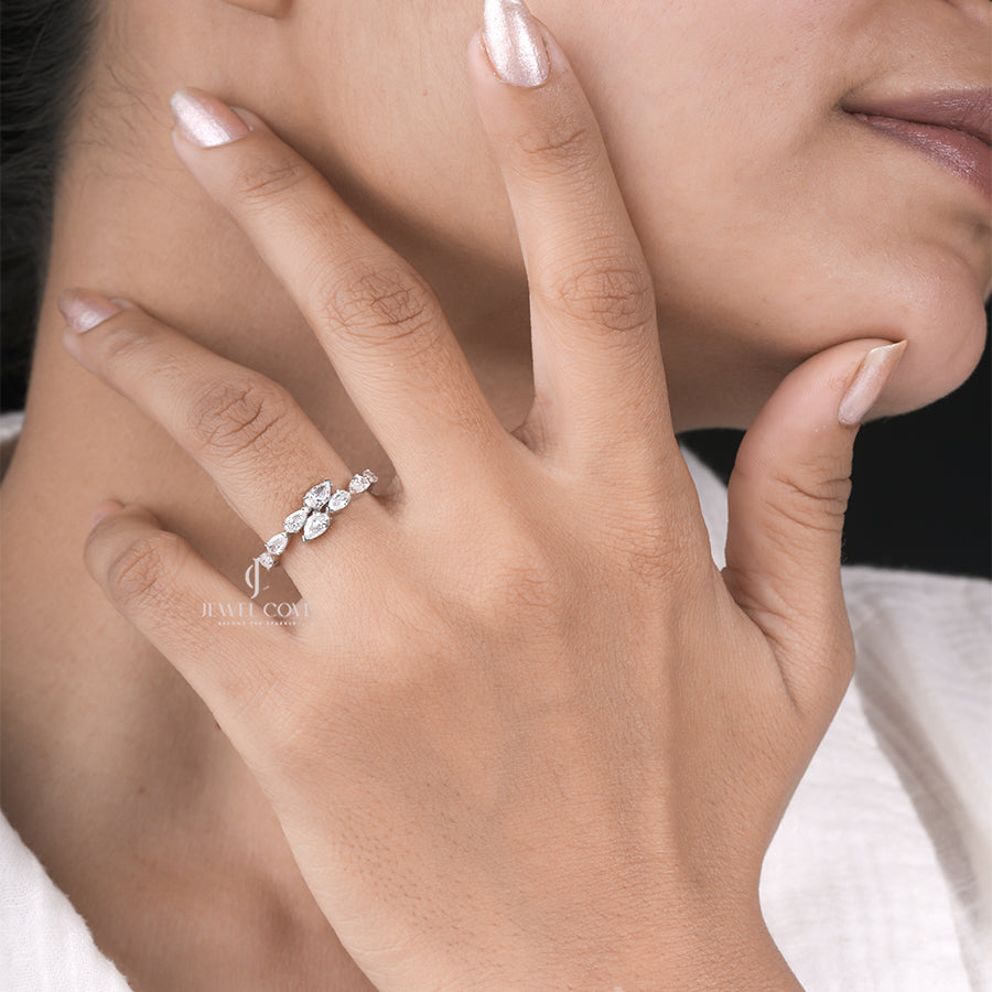 Pear Cut Lab Diamond Eternity Solid Gold Wedding Band Statement Ring Jewellery Gift For Her Anniversary Gift