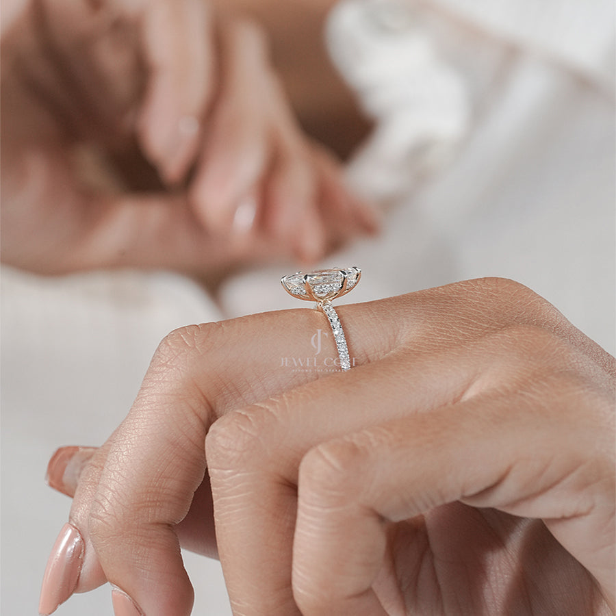 2CT Marquise Solitaire Lab Grown Pave Band | IGI Certified | E-F Color | VVS- VS Clarity